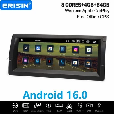 10,25" 64GB 8-Kern Android 16 DAB+ Autoradio Navi Carplay 4G BMW X5 E53 M5 TPMS - Bild 1 von 4