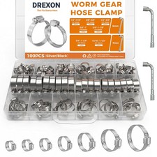 100PCS Stainless Steel Hose Clamp Assortment Kit, 1/4"-1-1/2"