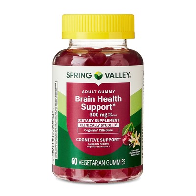 Spring Valley Brain Health Support Vegan Gummies,Cherry Vanilla Flavor60capsules