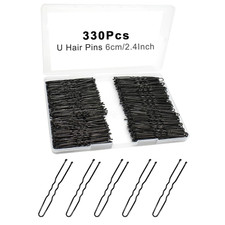 330 Count U Shaped Hair Pins for Buns, 2.4 Inch Bun Pins Black Hair