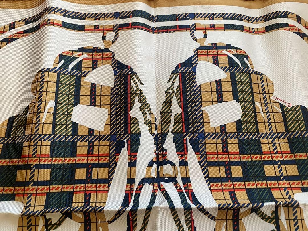 HERMES Scarf Gavroche Petit Carre 45 Brides de Gala Tartan made in