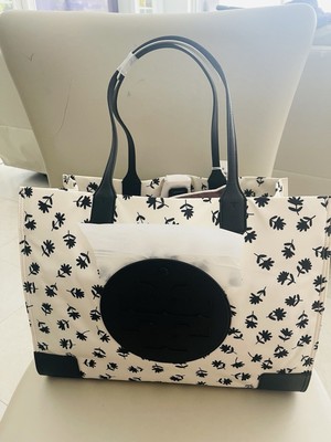 Tory Burch Nylon Ella Printed Floral TOTE ~NWT~ Black
