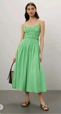 Astr the Label Midi Dress Sz Medium Green Smocked Sleeveless Open Back A Line