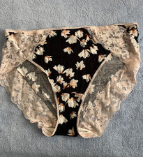 Soma Embraceable Signature Lace High Leg Panty Floral Print Black /Multi M