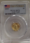 2018 US 1/10th Gold Eagle $5 PCGS MS70 First Strike