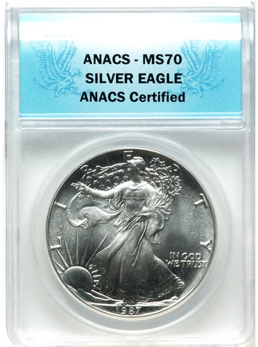 1987 American Silver Eagle ANACS MS-70 "Blue label" Better Date. Beauty!!!