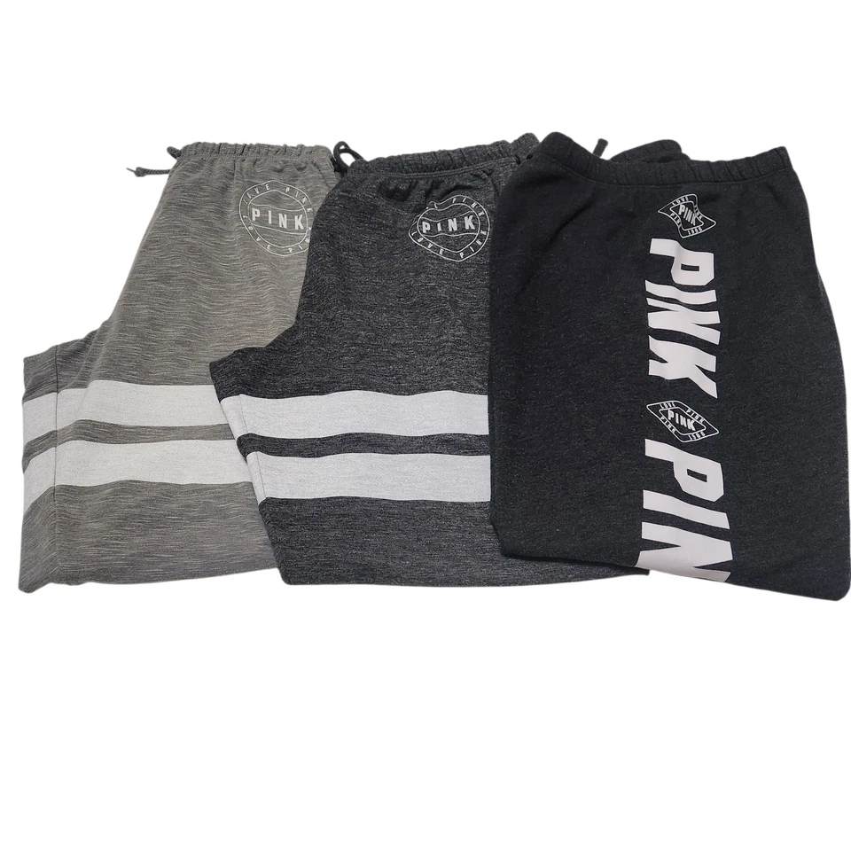 Lote De 3 Pantalones Deportivos Victorias Secret ROSA Talla M Cintura Elástica 1986 Logo Foto 2 de 4