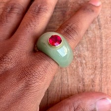aventurine  ruby ring : 925 Sterling Silver Jewelry, Gold Plated