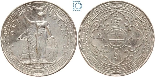 1908 Great Britain Trade Dollar — photo from the most recent tracked eBay sale