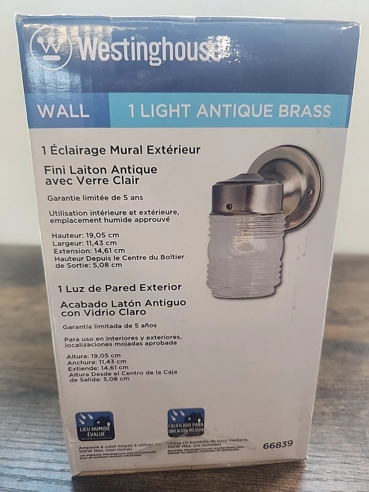 Westinghouse Lighting Corp 66839 Antiguo accesorio de tarro de gelatina de latón (136) Foto 2 de 4