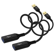 USB Extension Cable 6FT, 2 Pack Extender High Speed USB3.0 Black