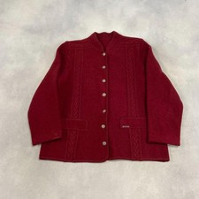 Vintage Wool Jacket Patterned Chunky Button Up Classic Style Women's L