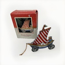Hallmark Sailing Sailing Tin Ornament OS Red White Blue Vintage 1988 Boat Toy