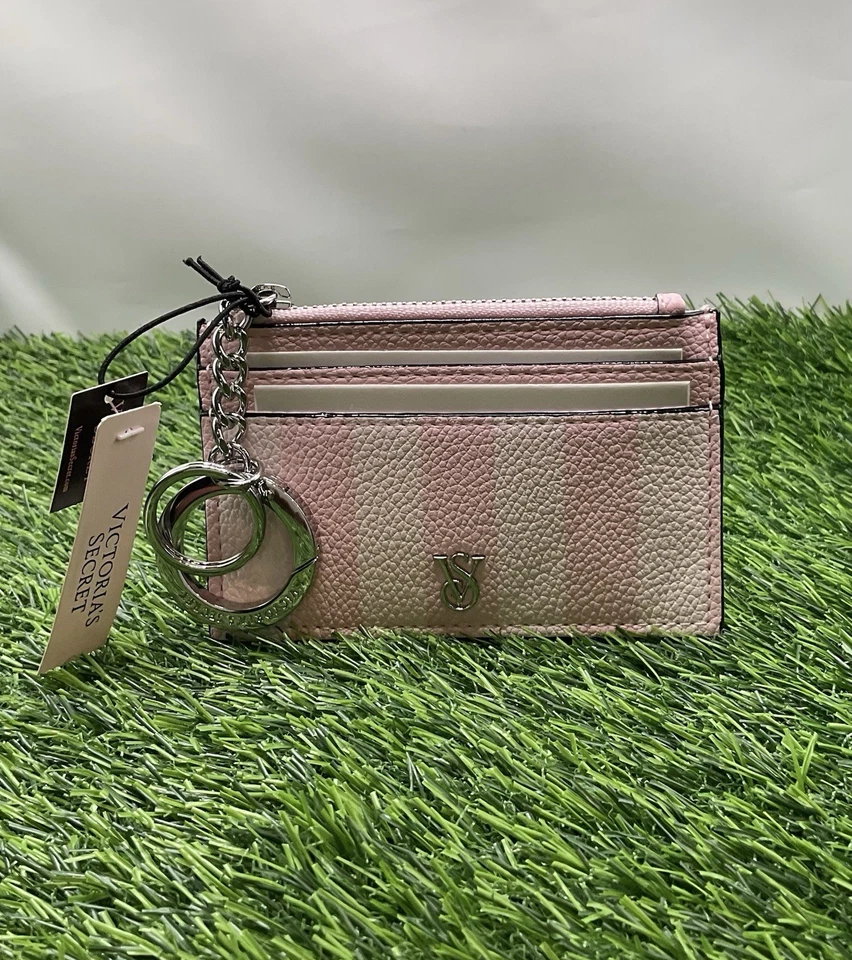 Victoria’s Secret Pink/White Strip Card Holder Keychain - Image 3 of 4