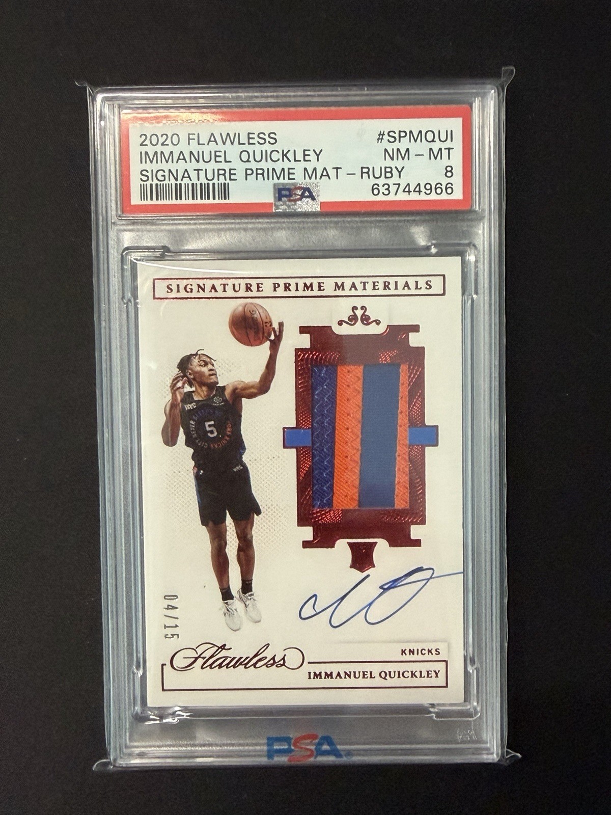 2020 Flawless Immanuel Quickley RPA Ruby /15 PSA 8 Awesome Patch! Game Worn!