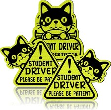 Set of 3 Reflective Magnet for Car New Driver Sticker Please Be Patient Sign Kee