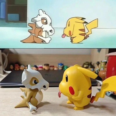2-Pack - 7cm Pokemon Cubone Grimace Pikachu Figure Cartoon Cute Ornament Model