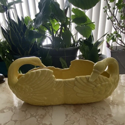 Haeger Yellow Swan Ceramic Planter Mid-Century Modern Art Pottery USA