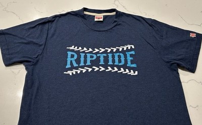 Rare HOMAGE RIPTIDE Baseball Navy Graphic Tee Men s L   Soft Tri-Blend Retro
