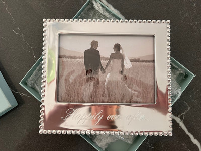 Mariposa Silver Beaded Picture Frame  HAPPILY EVER AFTER 