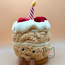 AUTHENTIC Jellycat AMUSEABLES BIRTHDAY CAKE EUC Strawberry Soft Plush Candle Toy