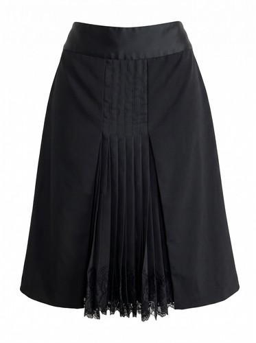 Dolce & Gabbana Early 2000s Pleated Silk & Lace Pencil Skirt — IT 40 US 4