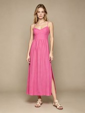 NWOT Farm Rio Linen Blend Pink Sleeveless Midi Dress Size L
