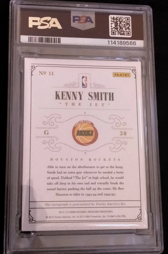 2012-13 Panini National Treasures Notable Nicknames / 99 Kenny Smith Auto PSA - Image 2 of 2