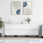 Sideboard 3pc High Gloss White Engineered Wood 120x35x70cm Modern Storage Sleek