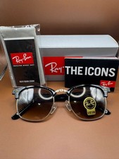 RAY BAN RB 3016 CLUBMASTER Black frame with Brown Sunglasses New