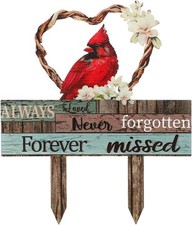 Cardinal Grave Decoration for Cemetery Heart Memorial Grave Markers Loss of Moth