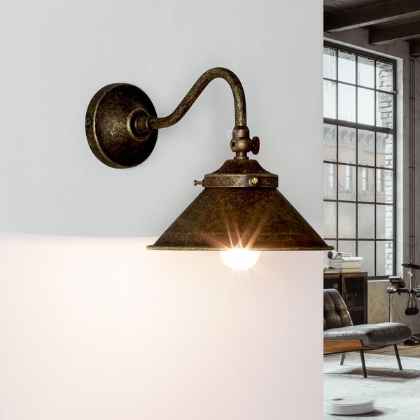 Lampe Wandleuchte Antik Bronze Aus Messing Schwenkbar Premium Handarbeit-image