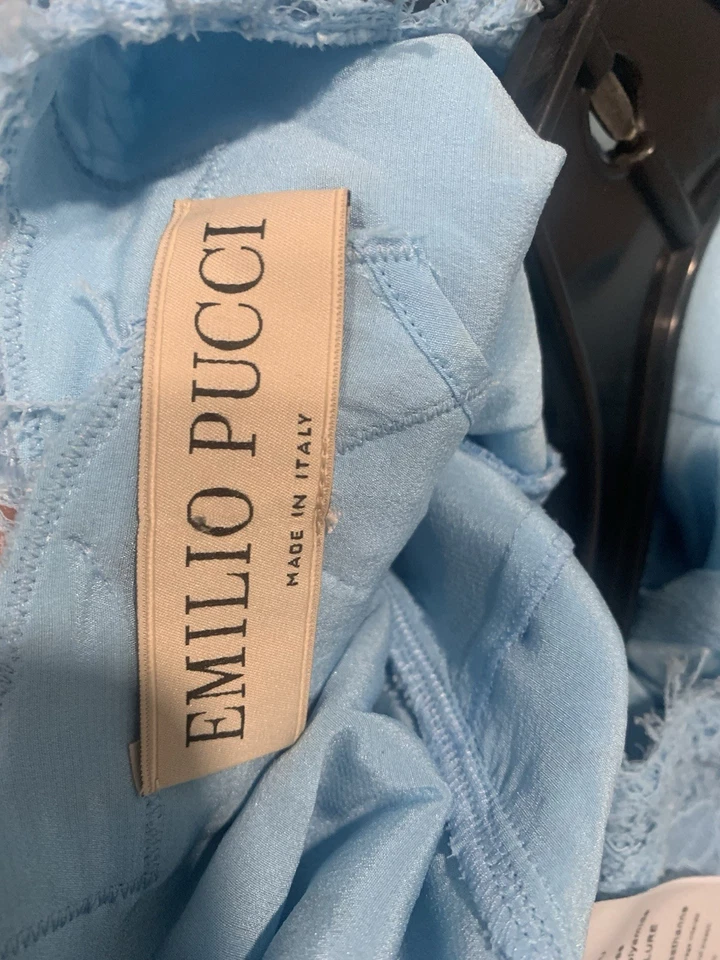 EMILIO PUCCI 51RG21 Sleeveless Floral Lace Mini Dress Silk Lined blue I46 Us12 L - Image 3 of 4