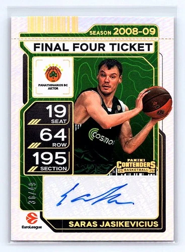 Saras Jasikevicius 2025-26 Contenders EuroLeague #SAR Final Four Auto #/49