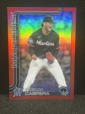 2025 Topps Series Two Edward Cabrera Red Foil 2/5 Miami Marlins