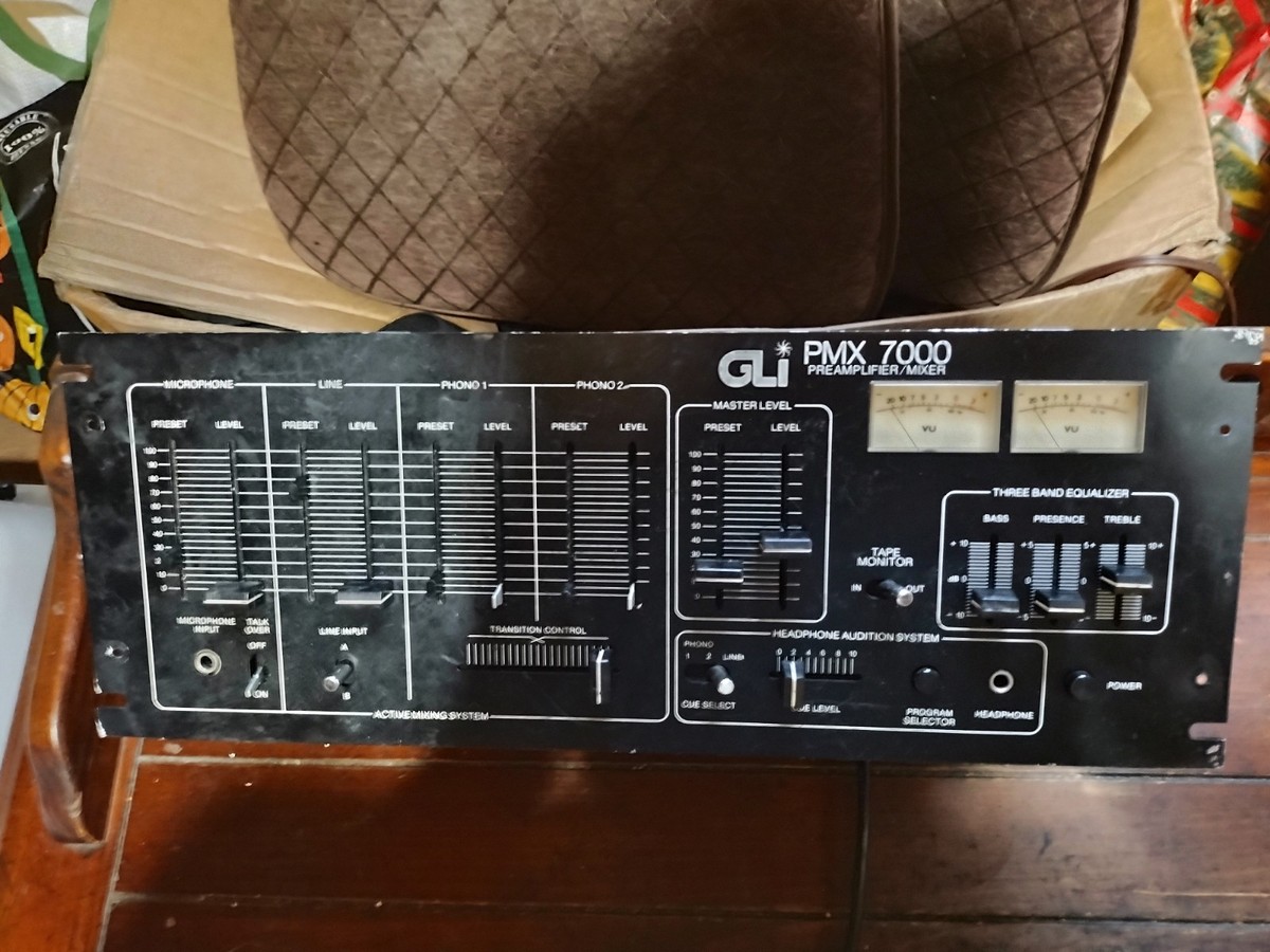 GLI PMX 7000 4-Channel Analog DJ Mixer Rack Mountable, 3-Band EQ