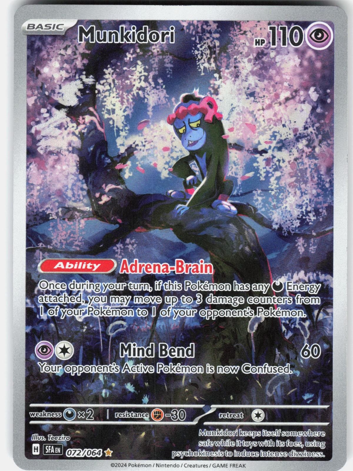 Pokemon Munkidori 072/064 Illustration Rare Shrouded Fable Pokemon Holo NM
