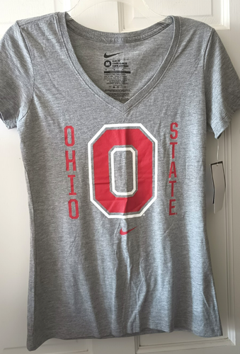Camiseta Nike Ohio State Buckeyes Grande Roja O Gris Calce Ajustado Cuello en V Mediana Nueva con Etiquetas - Imagen 4 de 4