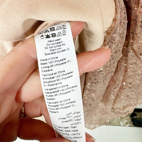 City Chic Luxe Maxi Dress Starry Nights Rose Gold Pink Sequin Long Sleeves 16 - Picture 12 of 15