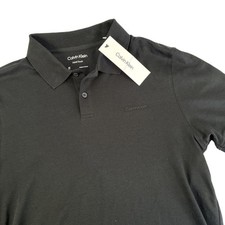 New Mens Calvin Klein Liquid Touch Short Sleeve Polo Shirt Size Small NWT Black
