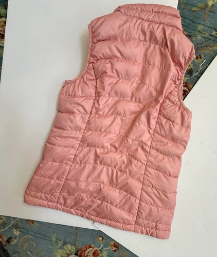 PATAGONIA Down PUFFER VEST, GIRLS L 12 Pink Front Zip, Logo Great Condition - Picture 4 of 5