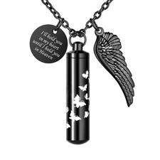 Cylinder Urn Necklace for Ashes Butterfly Cremation Jewelry for Ashes Memor - 03