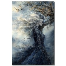 MYSTICAL CAILLEACH ART PRINT, Winter Goddess Witchy Celtic Poster, Gothic