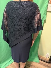 R M Richards 2584 Mother Of The Bride Dress Navy Blue Sequin Size 12