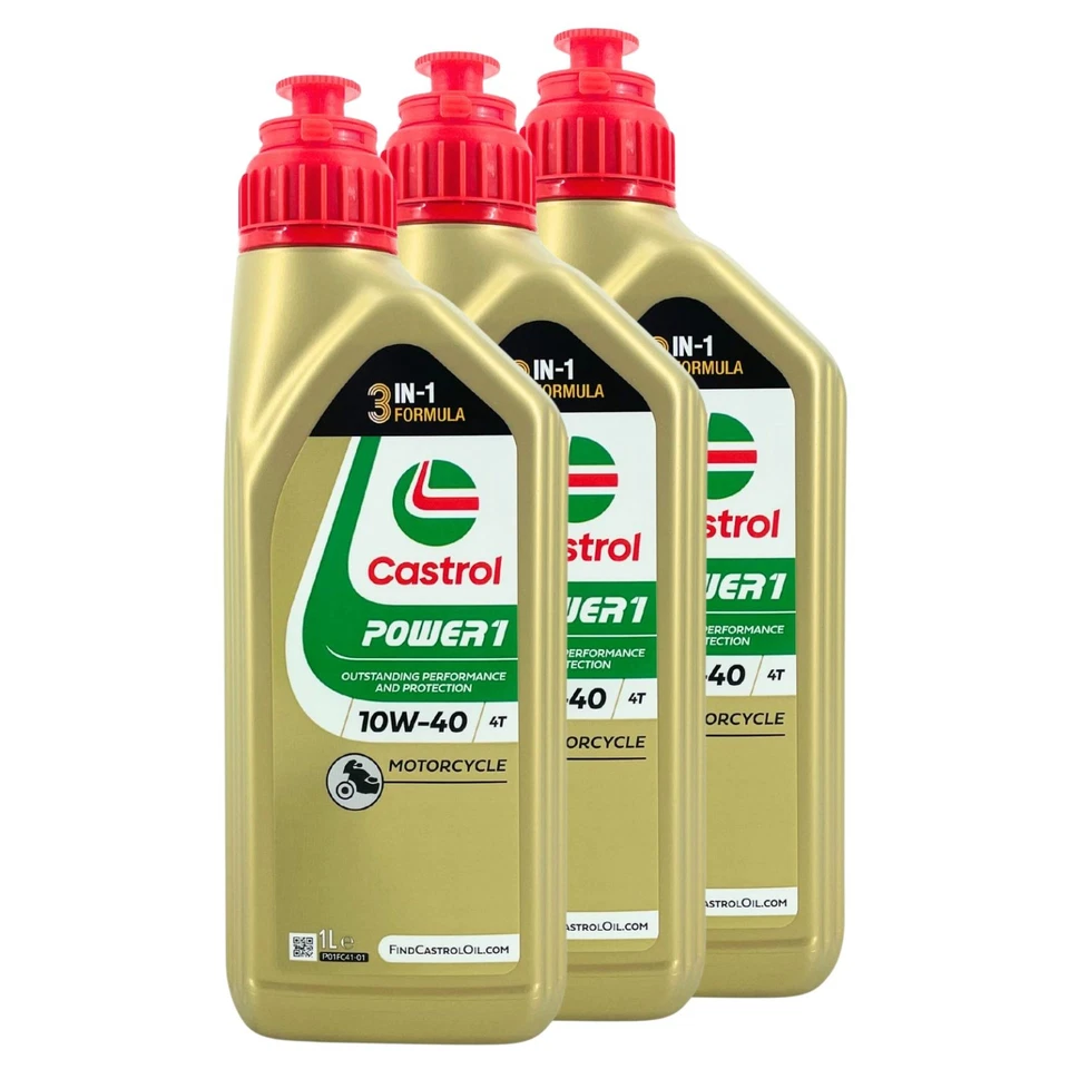 3x1 Liter Castrol Power 1 4T 10W-40 Motorradöl API SN JASO MA-2 - Bild 1 von 1