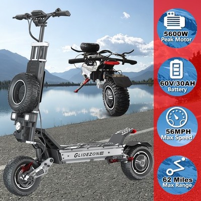 Dual Motor 5600W Single Swing Arm Electric Scooter 60V/30AH NFC 56MPH Offroad US