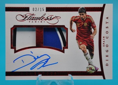 2015-16 Panini Flawless Diego Costa Momentous Dual Patch Auto Ruby /15 Spain
