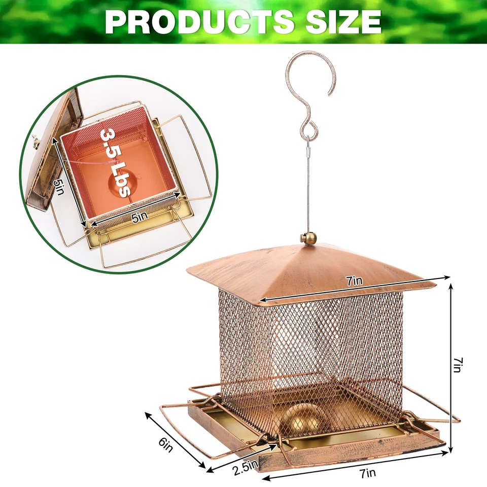 Alimentador de aves Alimentadores de metal de alta resistencia para colgar al aire libre 3,5 lb gran capacidad Foto 4 de 4