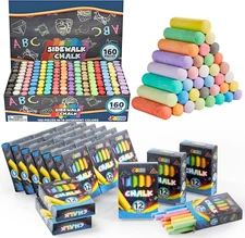 160pcs Jumbo & 288 Mini Washable Sidewalk Chalk Set for Kids Art&Playground Fun!