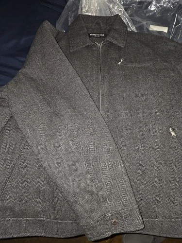 Kenneth Cole NY Men's Gray Herringbone Full Zip Jacket w/ Pockets 2XL image 5